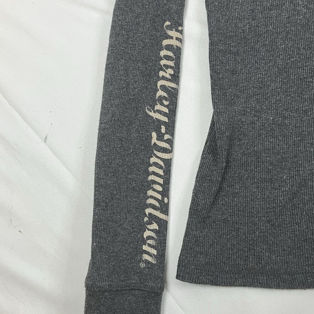 Harley Davidson Henley Shirt Women's L Gray Long Sleeve Biker Motorcycles - Picture 7 of 12